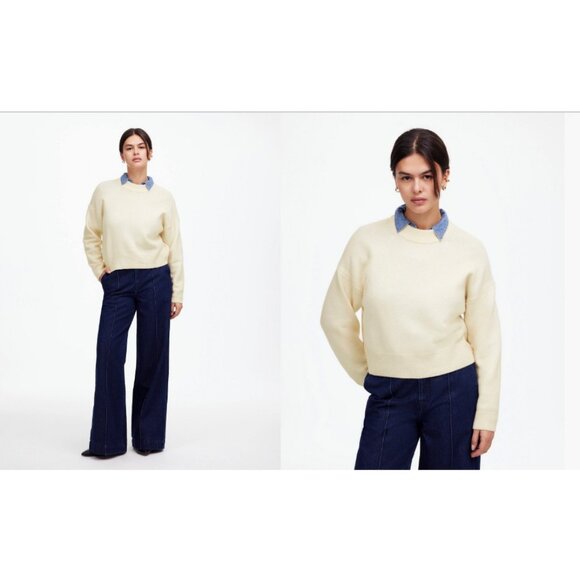 Madewell $168 Womens SoftWool Boxy Crewneck Sweater Hthr Cloud Size M NT602 - Picture 1 of 6